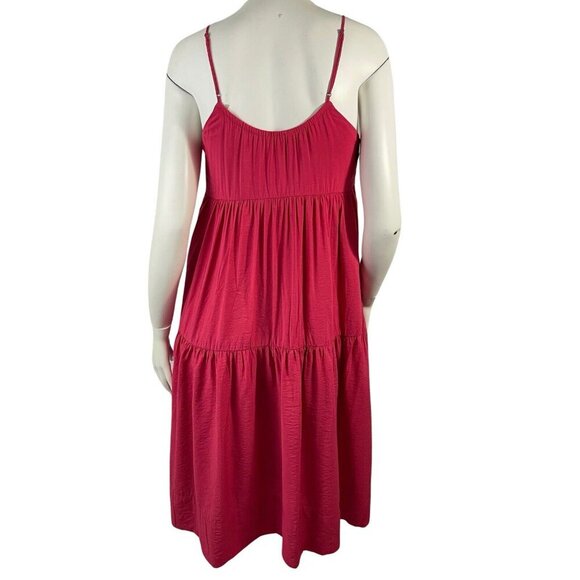 Abercrombie & Fitch Tiered Trapeze Midi Dress Pockets Size Small Cherry Summer - Picture 11 of 16